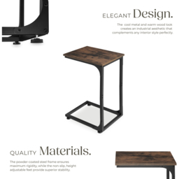 tectake Erie Dark Wood Bedside Table - Size: Single Shelf - Brown - Wilko - thumbnail 4