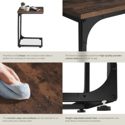 tectake Erie Dark Wood Bedside Table - Size: Single Shelf - Brown - Wilko - thumbnail 5