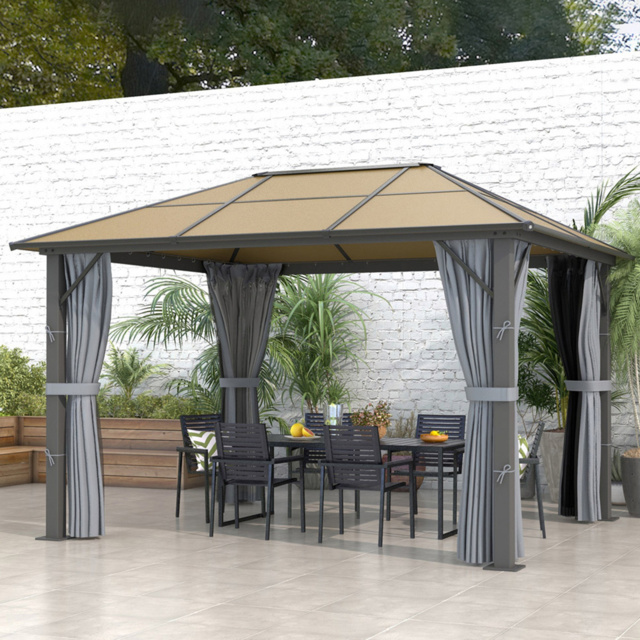 Outsunny 3 x 3.6m Grey Aluminium Frame Gazebo with Side Panels - Size: 3 x 4m - Wilko - image 1