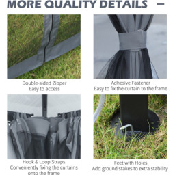 Outsunny 3 x 3.6m Grey Aluminium Frame Gazebo with Side Panels - Size: 3 x 4m - Wilko - thumbnail 6