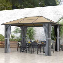 Outsunny 3 x 3.6m Grey Aluminium Frame Gazebo with Side Panels - Size: 3 x 4m - Wilko - thumbnail 1
