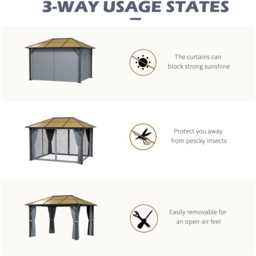 Outsunny 3 x 3.6m Grey Aluminium Frame Gazebo with Side Panels - Size: 3 x 4m - Wilko - thumbnail 7