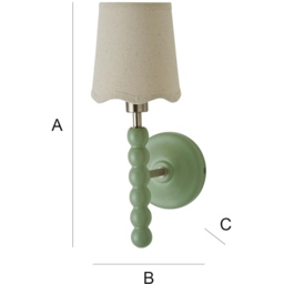 ValueLights Scallop Shade Sage Green Bobbin LED Wall Light with Bulb - Size: 35 x 12 x 16cm - Wilko - thumbnail 7