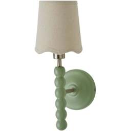 ValueLights Scallop Shade Sage Green Bobbin LED Wall Light with Bulb - Size: 35 x 12 x 16cm - Wilko