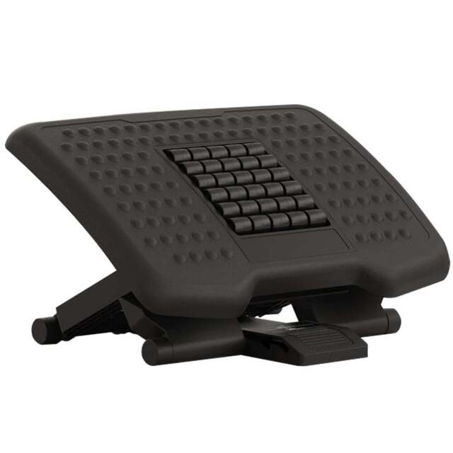 HOMCOM Black Adjustable Under Desk Foot Rest with Massage - Size: 17 x 35 x 46cm - Wilko - image 1