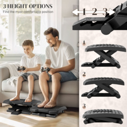HOMCOM Black Adjustable Under Desk Foot Rest with Massage - Size: 17 x 35 x 46cm - Wilko - thumbnail 7