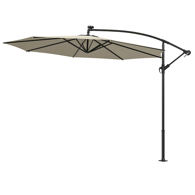 Living and Home Beige LED Cantilever Parasol 3m - White - Wilko - image 1
