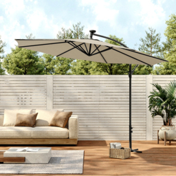Living and Home Beige LED Cantilever Parasol 3m - White - Wilko - thumbnail 7