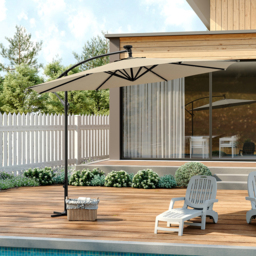 Living and Home Beige LED Cantilever Parasol 3m - White - Wilko - thumbnail 3
