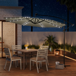 Living and Home Beige LED Cantilever Parasol 3m - White - Wilko - thumbnail 5