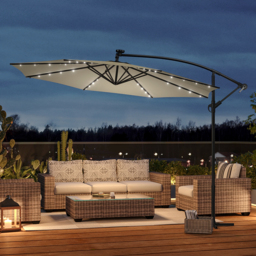 Living and Home Beige LED Cantilever Parasol 3m - White - Wilko - thumbnail 6