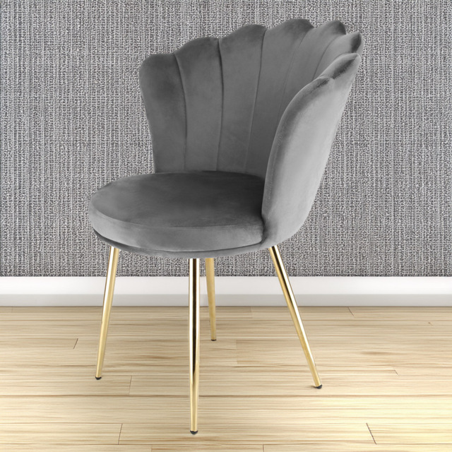 Freya Petal Back Accent Chair Velvet Uphostery - Grey - Size: Single - Genesis - Wilko - image 1