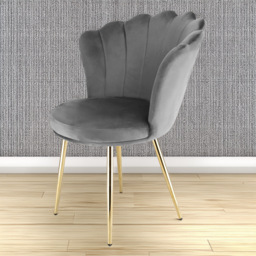 Freya Petal Back Accent Chair Velvet Uphostery - Grey - Size: Single - Genesis - Wilko - thumbnail 1