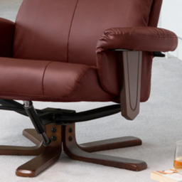 Artemis Home Woodacre Burgundy Swivel Recliner Chair with Footstool - Size: Single - Red - Wilko - thumbnail 3