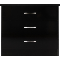 Seconique Nevada 3 Drawer Black Gloss Chest of Drawers - Wilko - thumbnail 4