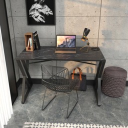 Decorotika Gyza Computer Desk Black Marble Effect and Black - Size: 75 x 120 x 60cm - Wilko - thumbnail 6