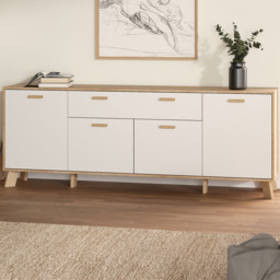Furniture To Go 4 Door Single Drawer White and Brown Sideboard - Wilko - thumbnail 1