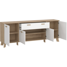 Furniture To Go 4 Door Single Drawer White and Brown Sideboard - Wilko - thumbnail 5