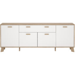 Furniture To Go 4 Door Single Drawer White and Brown Sideboard - Wilko - thumbnail 4
