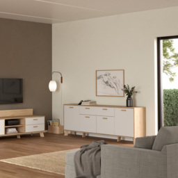 Furniture To Go 4 Door Single Drawer White and Brown Sideboard - Wilko - thumbnail 7