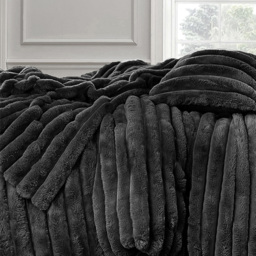 Velosso King Size Black Jumbo Cord Duvet Set - `Black - Wilko - thumbnail 3