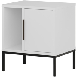 Decortie Glynn Single Door Single Shelf White Nightstand with Metal U Leg - Wilko - thumbnail 3