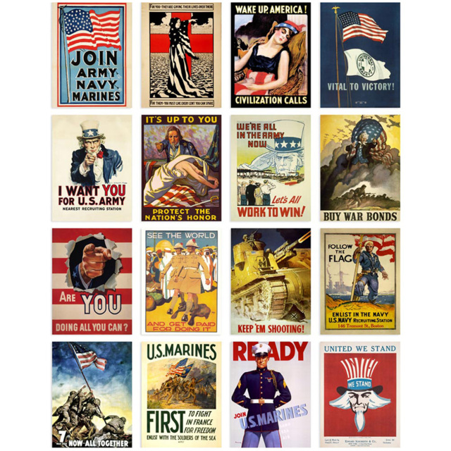 Artery8 World War 2 USA Military Recruitment Wall Art Print 30 x 41cm 16 Pack - Size: 40.5 x 30.5 x 0.3cm - Multi - Wilko - image 1