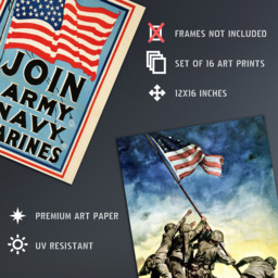 Artery8 World War 2 USA Military Recruitment Wall Art Print 30 x 41cm 16 Pack - Size: 40.5 x 30.5 x 0.3cm - Multi - Wilko - thumbnail 5