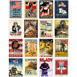 Artery8 World War 2 USA Military Recruitment Wall Art Print 30 x 41cm 16 Pack - Size: 40.5 x 30.5 x 0.3cm - Multi - Wilko - thumbnail 1