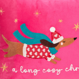 Long Cosy Christmas Cushion  - Pink - Wilko - thumbnail 4