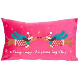 Long Cosy Christmas Cushion  - Pink - Wilko - thumbnail 1