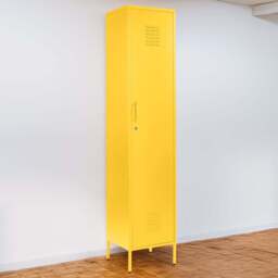 MMT Furniture Designs Single Door Yellow Metal Tall Locker Cabinet - Size: 180 x 38.5 x 38.5cm - Wilko