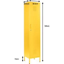 MMT Furniture Designs Single Door Yellow Metal Tall Locker Cabinet - Size: 180 x 38.5 x 38.5cm - Wilko - thumbnail 5
