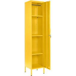 MMT Furniture Designs Single Door Yellow Metal Tall Locker Cabinet - Size: 180 x 38.5 x 38.5cm - Wilko - thumbnail 4