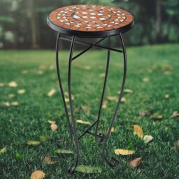 tectake Terracotta Mosaic Pattern Balcony Table - Size: 61.5 x 30 x 30cm - Red - Wilko