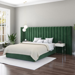 Aspire Furniture Grandeur Forest Green Plush Velvet Wing Headboard - Size: Emperor - Aspire Beds - Wilko - thumbnail 3