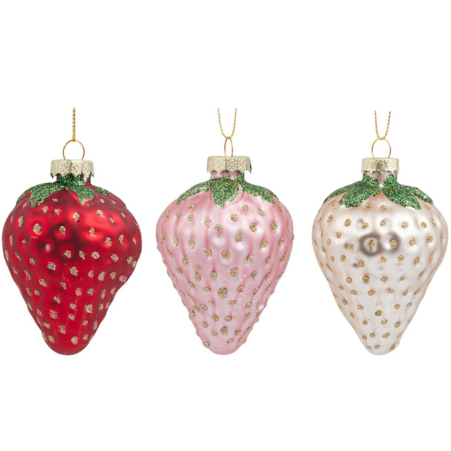 Set of 3 Strawberries Hanging Decoration - Jingle Bell Boogie - Wilko - image 1