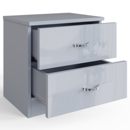 FWStyle Chilton 2 Drawer Grey Gloss Bedside Table - Wilko - thumbnail 4