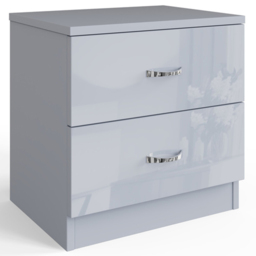 FWStyle Chilton 2 Drawer Grey Gloss Bedside Table - Wilko - thumbnail 3