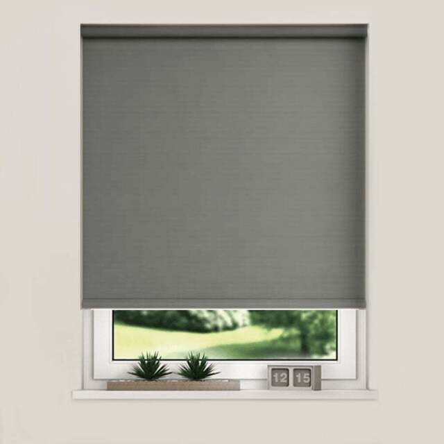 New Edge Blinds Blackout Roller Blinds Slate Grey 60cm - Size: W 60cm x D 165cm - Wilko - image 1