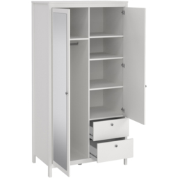 Florence Madrid 2 Door 2 Drawer White Mirrored Wardrobe - Size: 2 Door, 2 Drawer - Wilko - thumbnail 5
