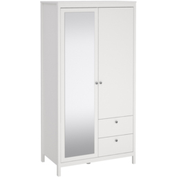 Florence Madrid 2 Door 2 Drawer White Mirrored Wardrobe - Size: 2 Door, 2 Drawer - Wilko - thumbnail 3