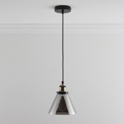 Kliving Lucy Smokey Glass Pendant Light - Size: 18 x 20 x 20cm - Grey - Wilko - thumbnail 4