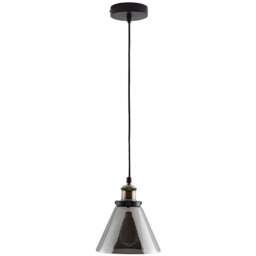 Kliving Lucy Smokey Glass Pendant Light - Size: 18 x 20 x 20cm - Grey - Wilko