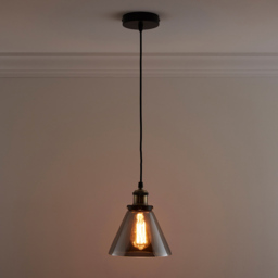 Kliving Lucy Smokey Glass Pendant Light - Size: 18 x 20 x 20cm - Grey - Wilko - thumbnail 3