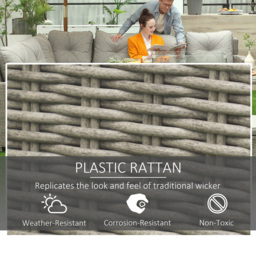 Outsunny 8 Seater PE Rattan L-Shape Garden Sofa Set - Grey - Wilko - thumbnail 7