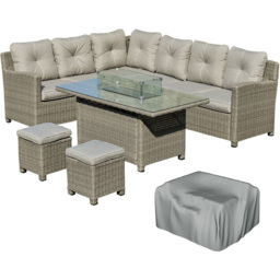 Outsunny 8 Seater PE Rattan L-Shape Garden Sofa Set - Grey - Wilko - thumbnail 3