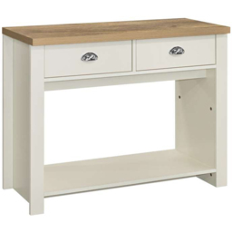 Highgate 2 Drawer Cream and Oak Console Table - Size: 35 x 99 x 77cm - White - Birlea - Wilko - thumbnail 3