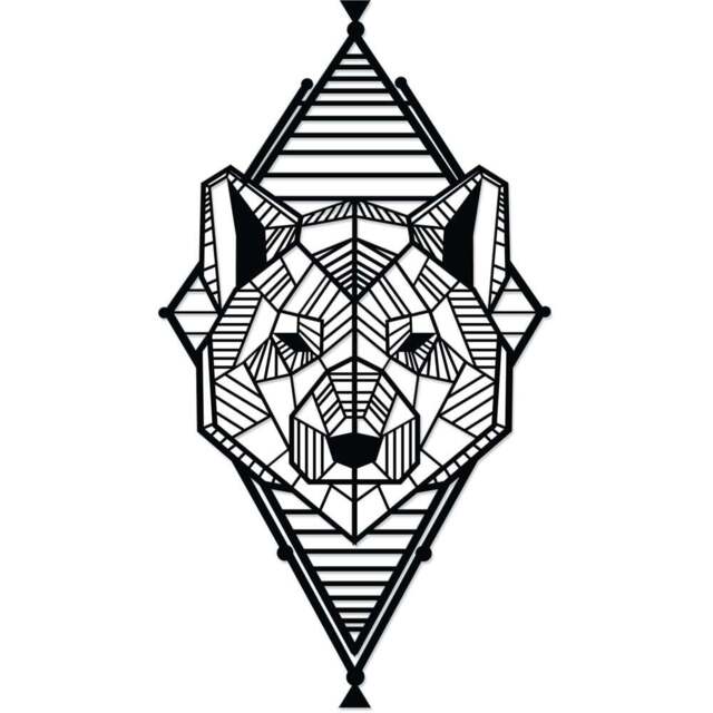 Decortie Geo Wild Modern Wolf Design Black Metal Wall Art - Size: 60 x 33 x 0.3cm - Wilko - image 1