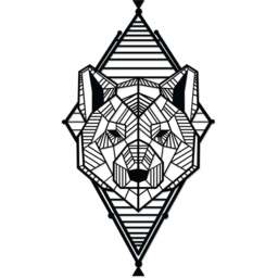 Decortie Geo Wild Modern Wolf Design Black Metal Wall Art - Size: 60 x 33 x 0.3cm - Wilko